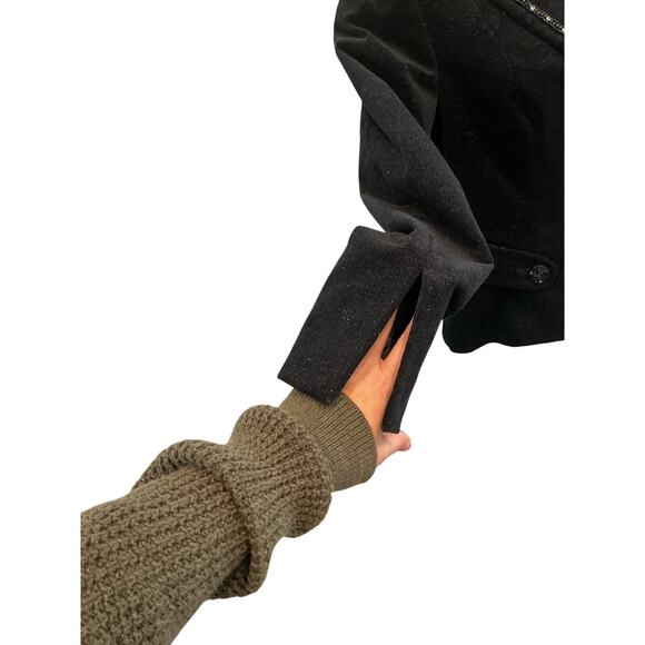 Vintage Bisou Bisou Womens Corduroy Blazer Small Black Lace Rhinestone Y2K Fairy - Picture 9 of 13